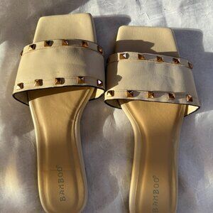 Bamboo Tan with Copper Accents Slides - size 6/35